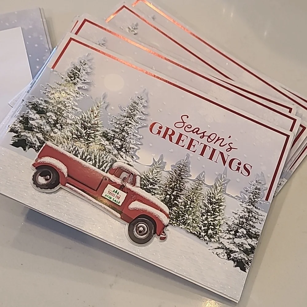 New!! Set of 12 Tree Farm Truck Christmas Cards